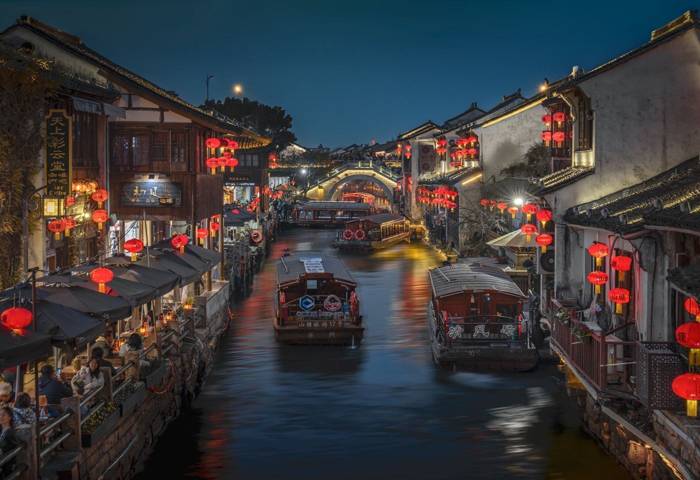 Stone bridge in a Jiangnan water town