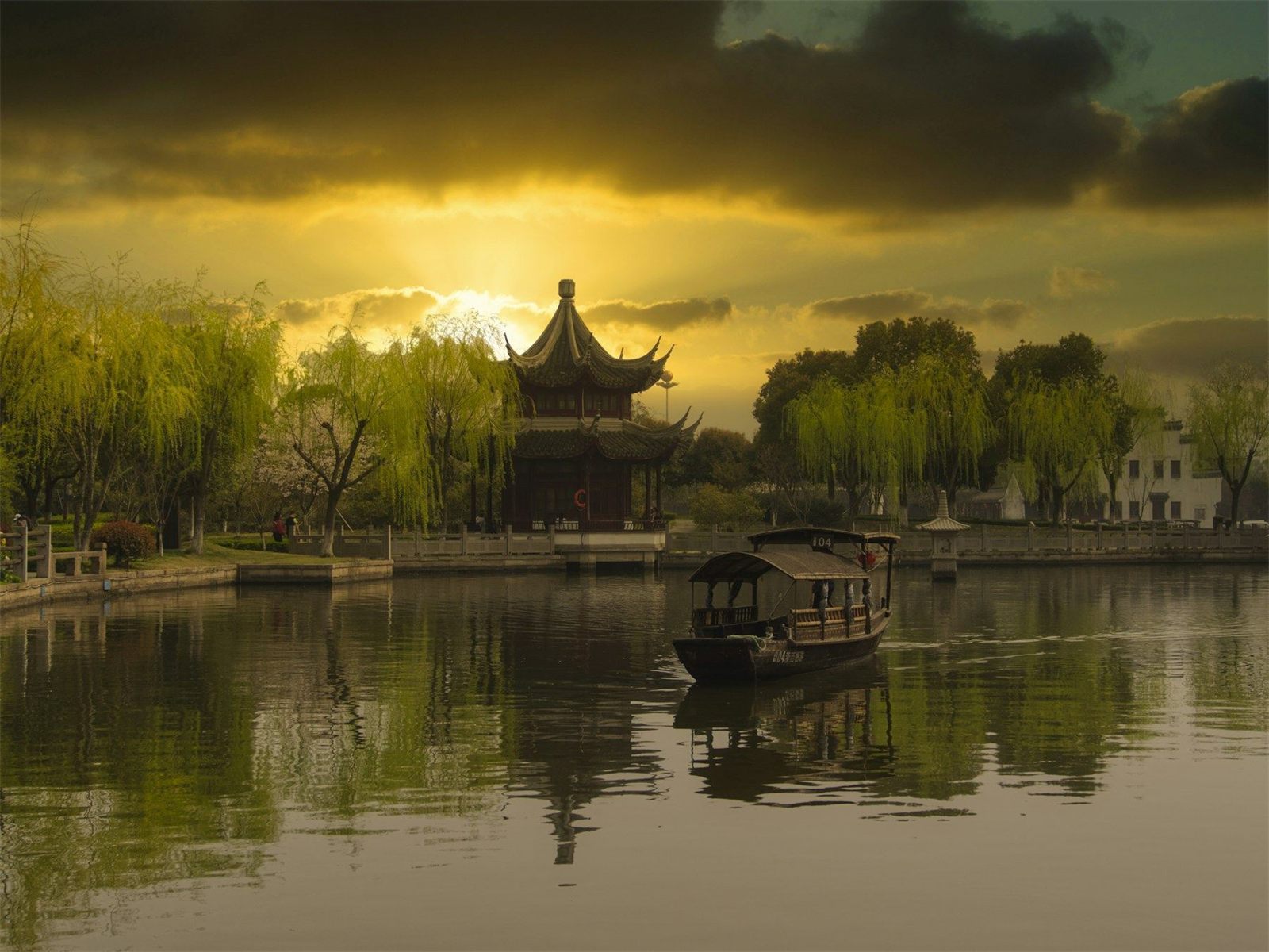 Canal and old houses in a Shanghai water town