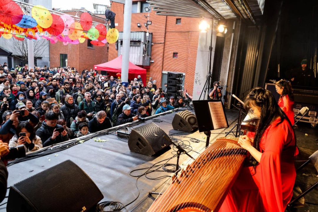 Chinese New Year celebration performance and audience in Dublin